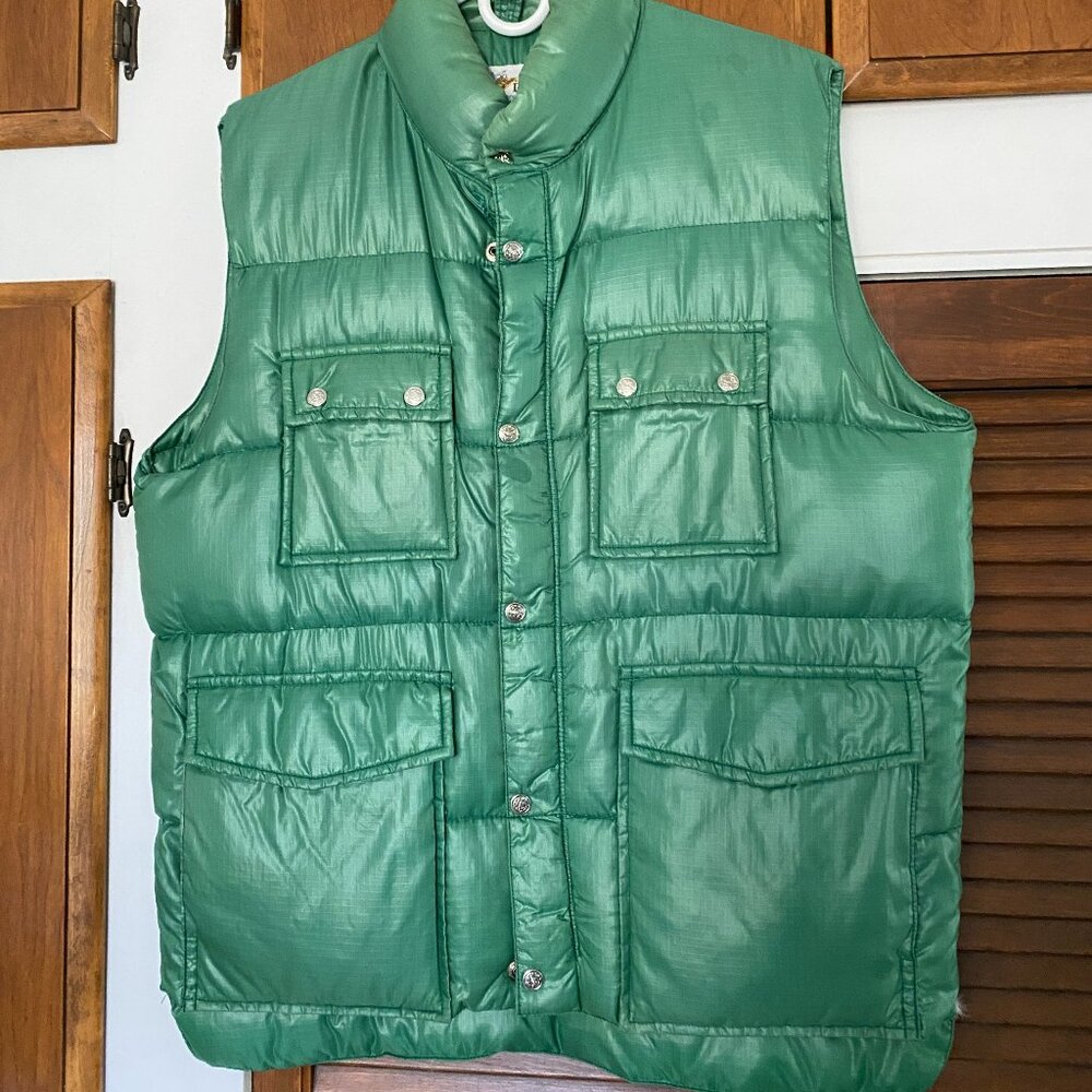 SKI DADDLE Vintage Down Men's Green Quilted Ski Vest Size Large 1960s